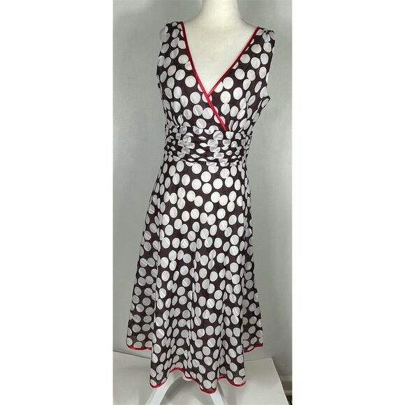 Vtg Robbie Bee Brown Polka Dot Dress 6 Classic Retro Pin Up Marilyn Monroe Julia - Picture 1 of 16